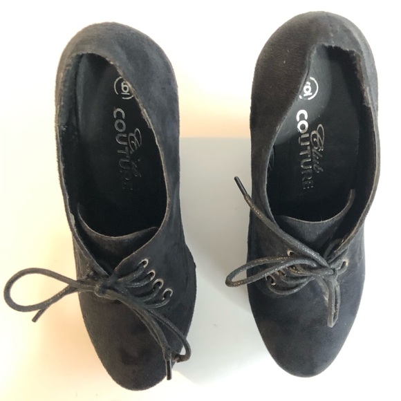 Woman’s suede black lace up platform wedge shoes size 6 - Picture 4 of 15